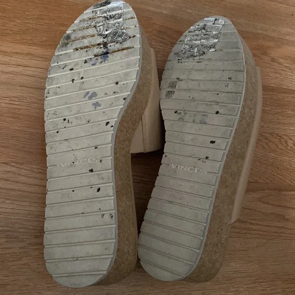 Vince. James-B Cappuccino Leather Cork Platform Sandals - Picture 9 of 9